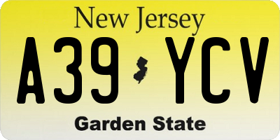 NJ license plate A39YCV