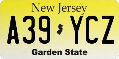 NJ license plate A39YCZ