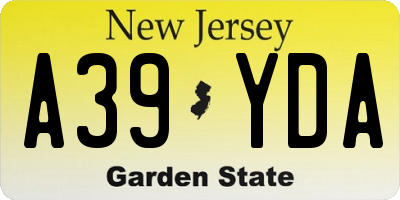 NJ license plate A39YDA