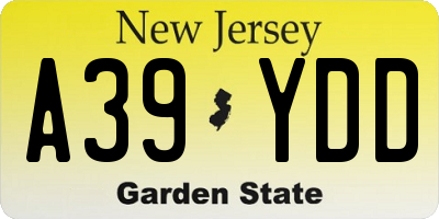 NJ license plate A39YDD