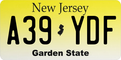 NJ license plate A39YDF