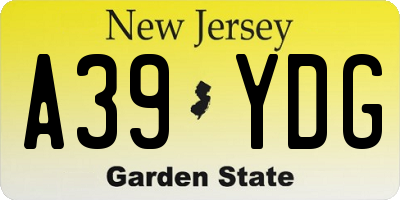 NJ license plate A39YDG