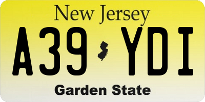 NJ license plate A39YDI