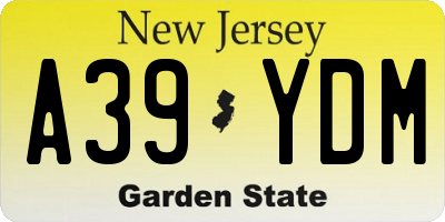 NJ license plate A39YDM