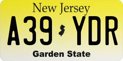 NJ license plate A39YDR