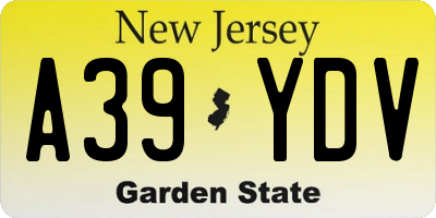 NJ license plate A39YDV