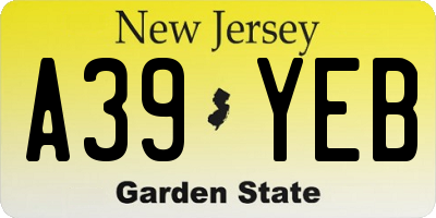 NJ license plate A39YEB