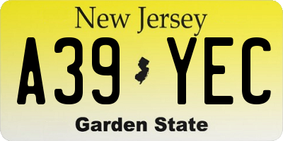 NJ license plate A39YEC