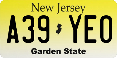 NJ license plate A39YEO