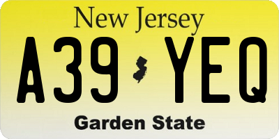 NJ license plate A39YEQ