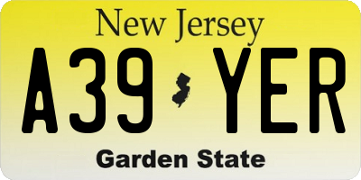 NJ license plate A39YER