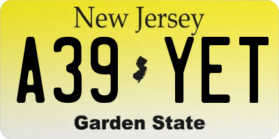 NJ license plate A39YET