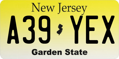 NJ license plate A39YEX