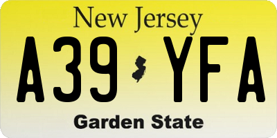 NJ license plate A39YFA