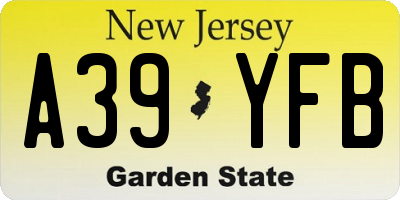 NJ license plate A39YFB