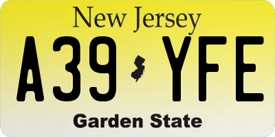 NJ license plate A39YFE