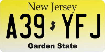 NJ license plate A39YFJ