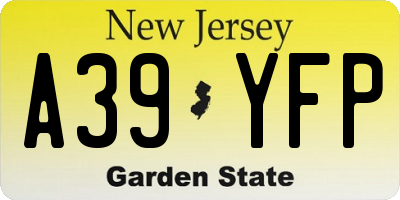 NJ license plate A39YFP