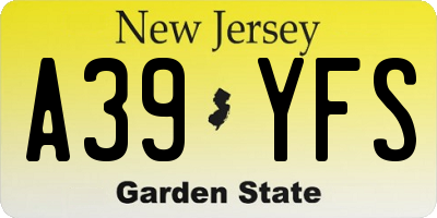 NJ license plate A39YFS