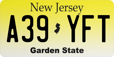 NJ license plate A39YFT