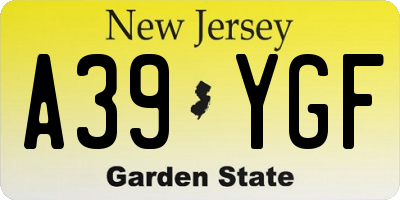NJ license plate A39YGF