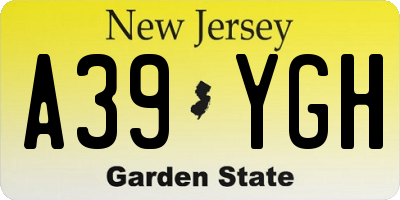 NJ license plate A39YGH