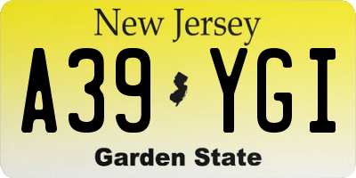 NJ license plate A39YGI
