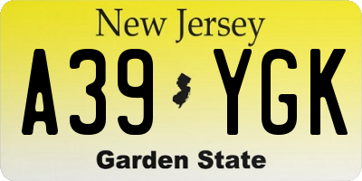 NJ license plate A39YGK