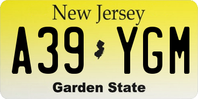NJ license plate A39YGM