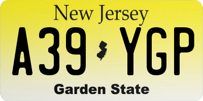 NJ license plate A39YGP