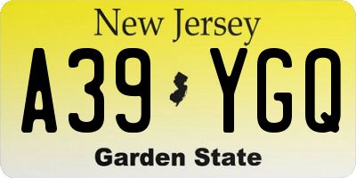 NJ license plate A39YGQ