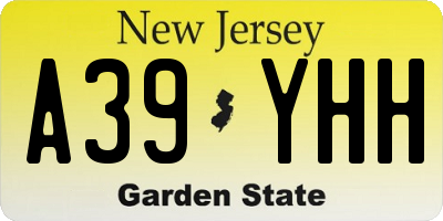 NJ license plate A39YHH