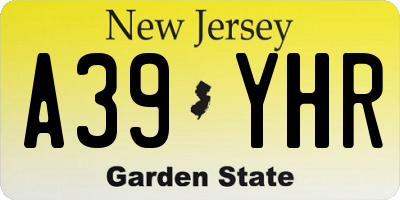 NJ license plate A39YHR