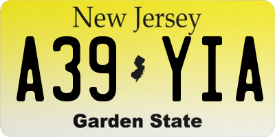 NJ license plate A39YIA
