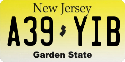 NJ license plate A39YIB