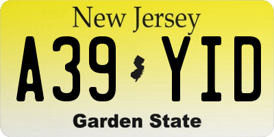 NJ license plate A39YID