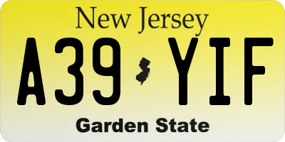 NJ license plate A39YIF