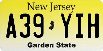 NJ license plate A39YIH