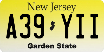 NJ license plate A39YII