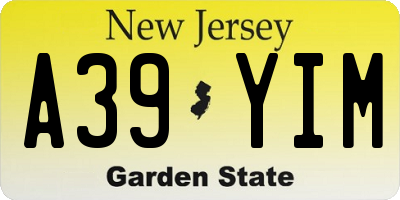 NJ license plate A39YIM