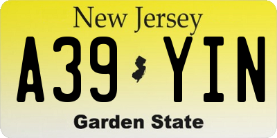 NJ license plate A39YIN