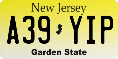 NJ license plate A39YIP