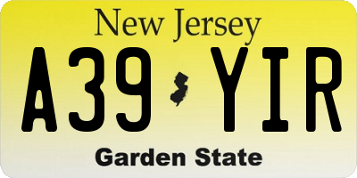 NJ license plate A39YIR