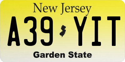 NJ license plate A39YIT