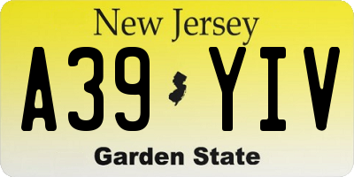 NJ license plate A39YIV