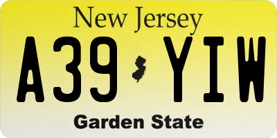 NJ license plate A39YIW