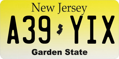 NJ license plate A39YIX