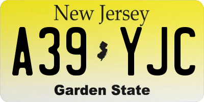 NJ license plate A39YJC