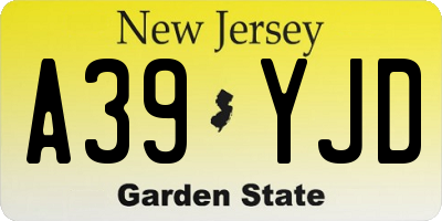 NJ license plate A39YJD