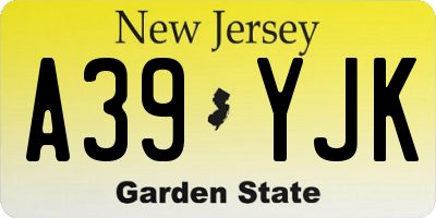 NJ license plate A39YJK